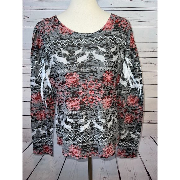 Sundance Ugly Christmas Shirt T-Shirt Pullover Large Burnout Long Sleeve Womens - Picture 1 of 8